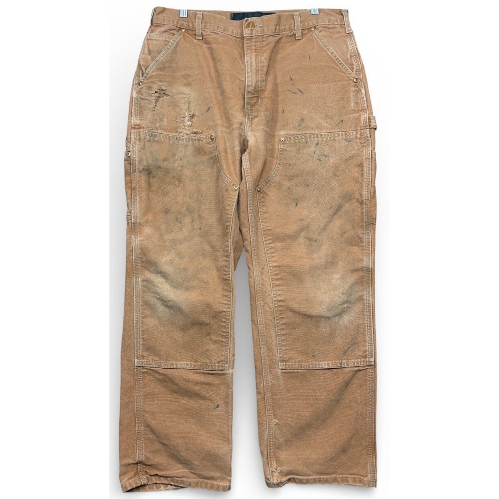 Carhartt Double Knee Carpenter Pants Mens Size 34x28 B01-BRN Loose‎ Original Fit